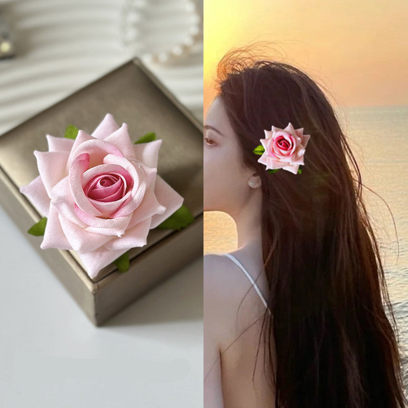 Dai People Dress up Seaside Vacation Plumeria Rubra Barrettes Travel Headdress for Taking Photos Flower Side Clip Small Size Fairy Hairpin