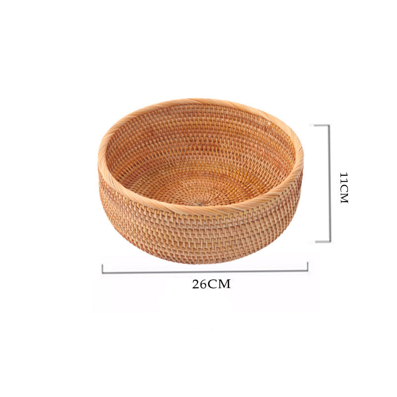 Rattan Handwoven Fruit and Vegetable Basket, Cookie Candy Bread Storage Basket, Living Room Desktop Organizer Storage Basket