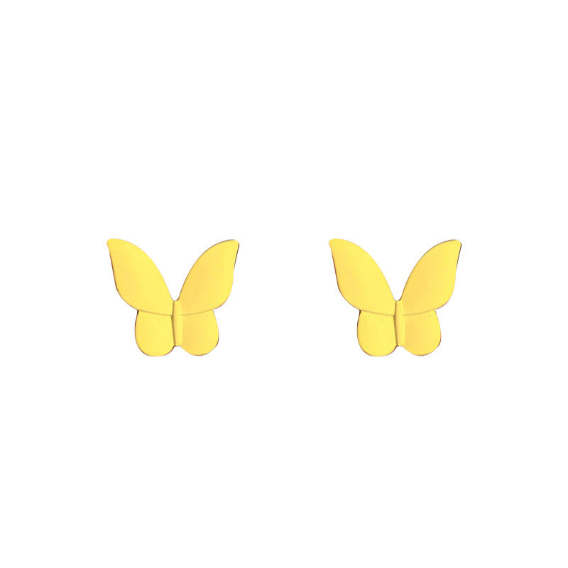 Yellow Series Fresh Fashion Versatile Flower Butterfly Earrings Simple Geometric Hoop Student Temperament Earrings for Women