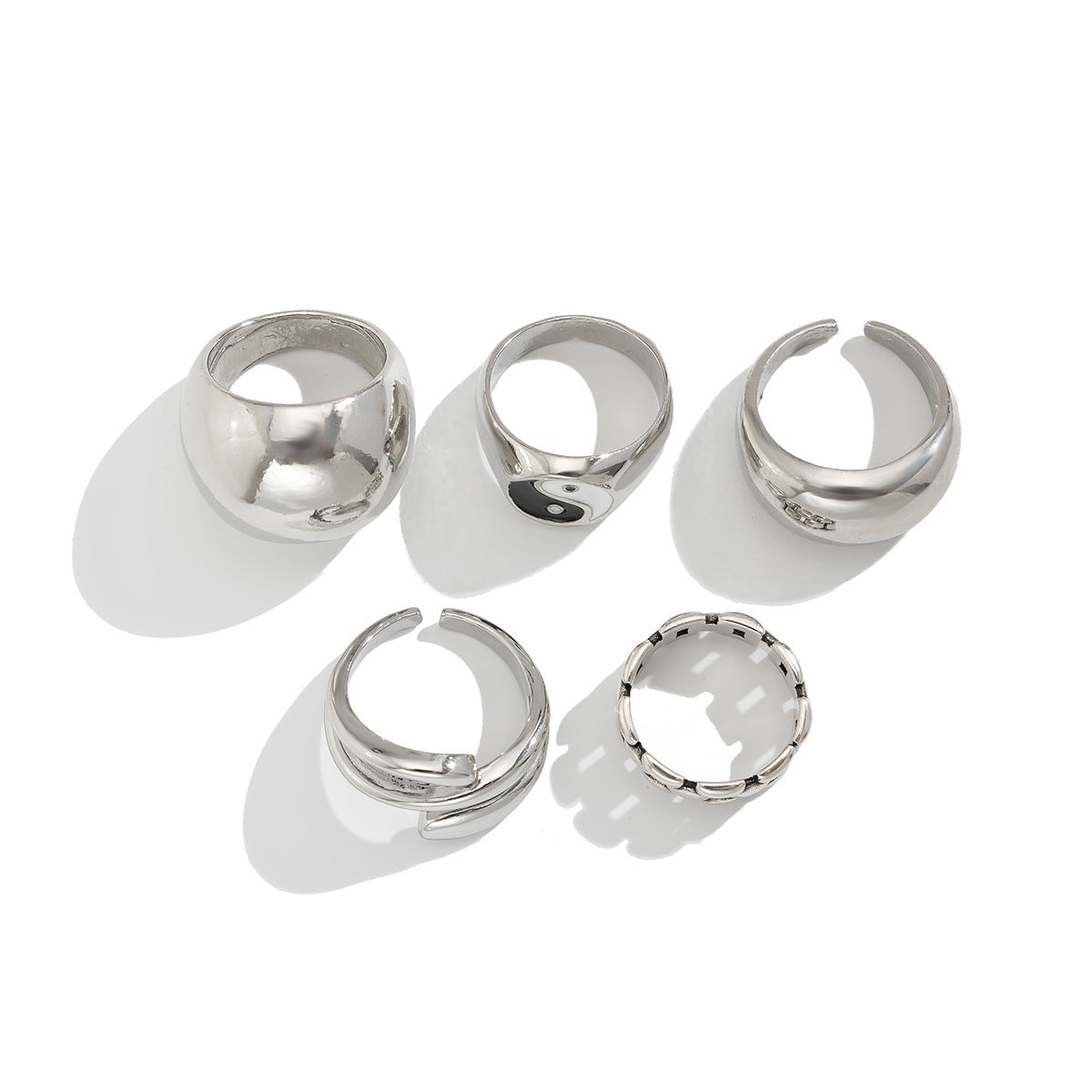 Ins Minimalist Style Trendy Exaggerated Mirror Versatile Ring Personality Alloy Hugging Ring