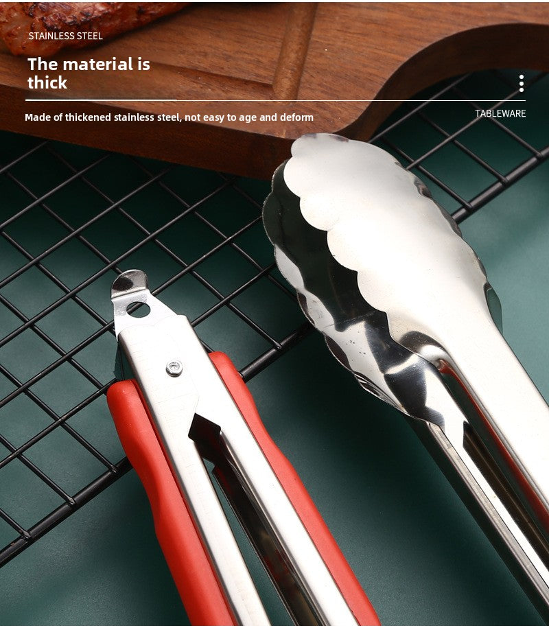 Stainless Steel Food Tongs Thickened Anti-scald Kitchen Tools Wholesale Buffet Bread Tongs BBQ Steak Food Tongs