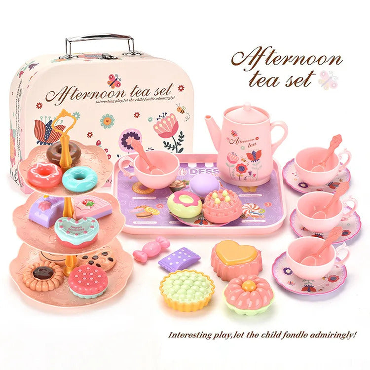 DIY Simulation Tea Food Cake Set Play House Kitchen Afternoon Tea Game Toys Gifts Pretend Play Toy For Children Kids Girls Gift