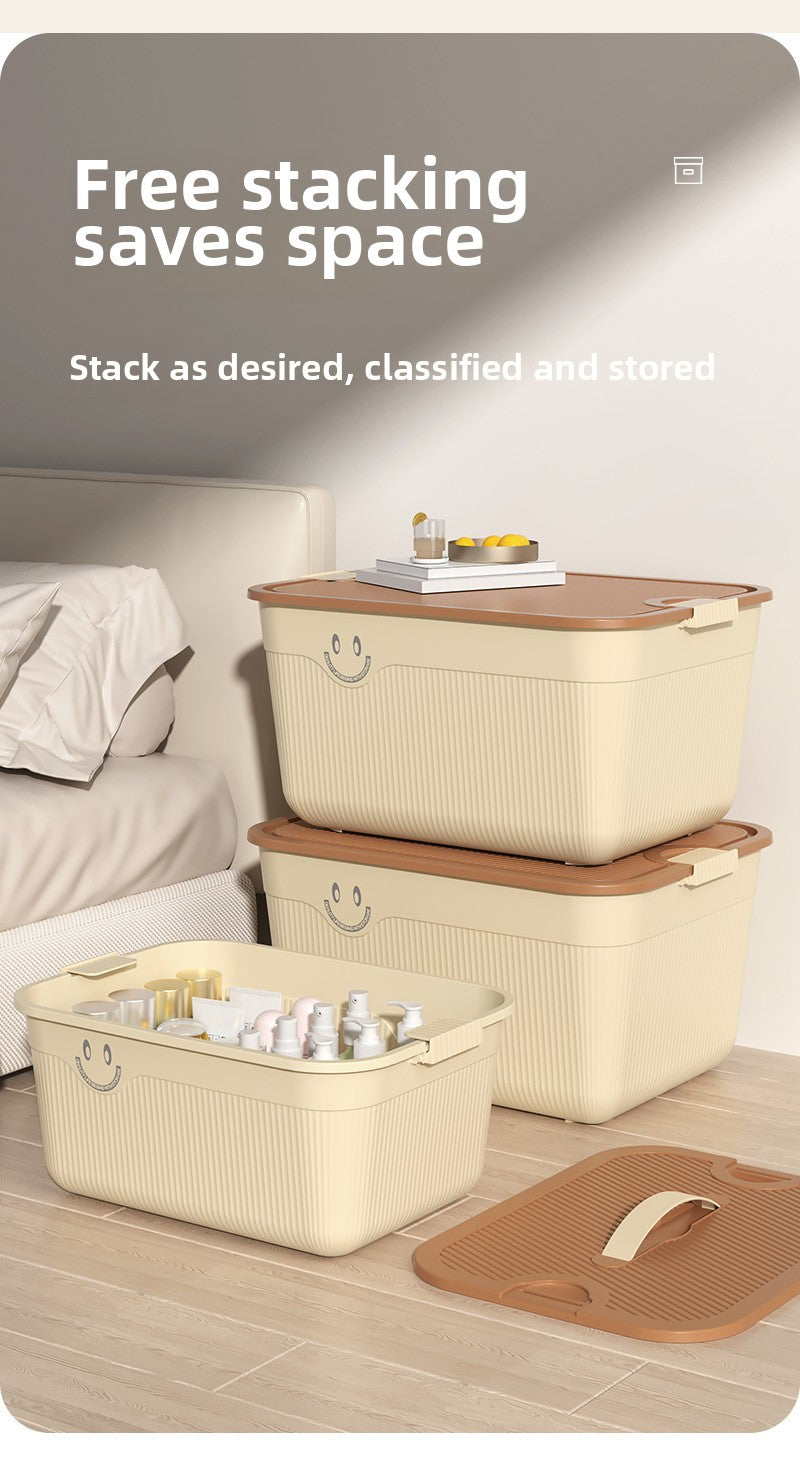 Desktop Storage Box Snacks Sundries Fruit Storage Basket Hand Carry with Cover Plastic Household Clothing Sorting Box for Collection