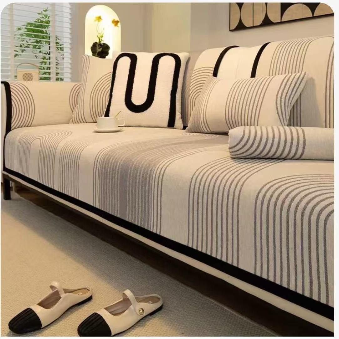 Fabric Chenille Sofa Cushion Four Seasons Autumn Winter Seat Cushion Modern Simple Sofa Cover Throw Blanket Cloth Leather