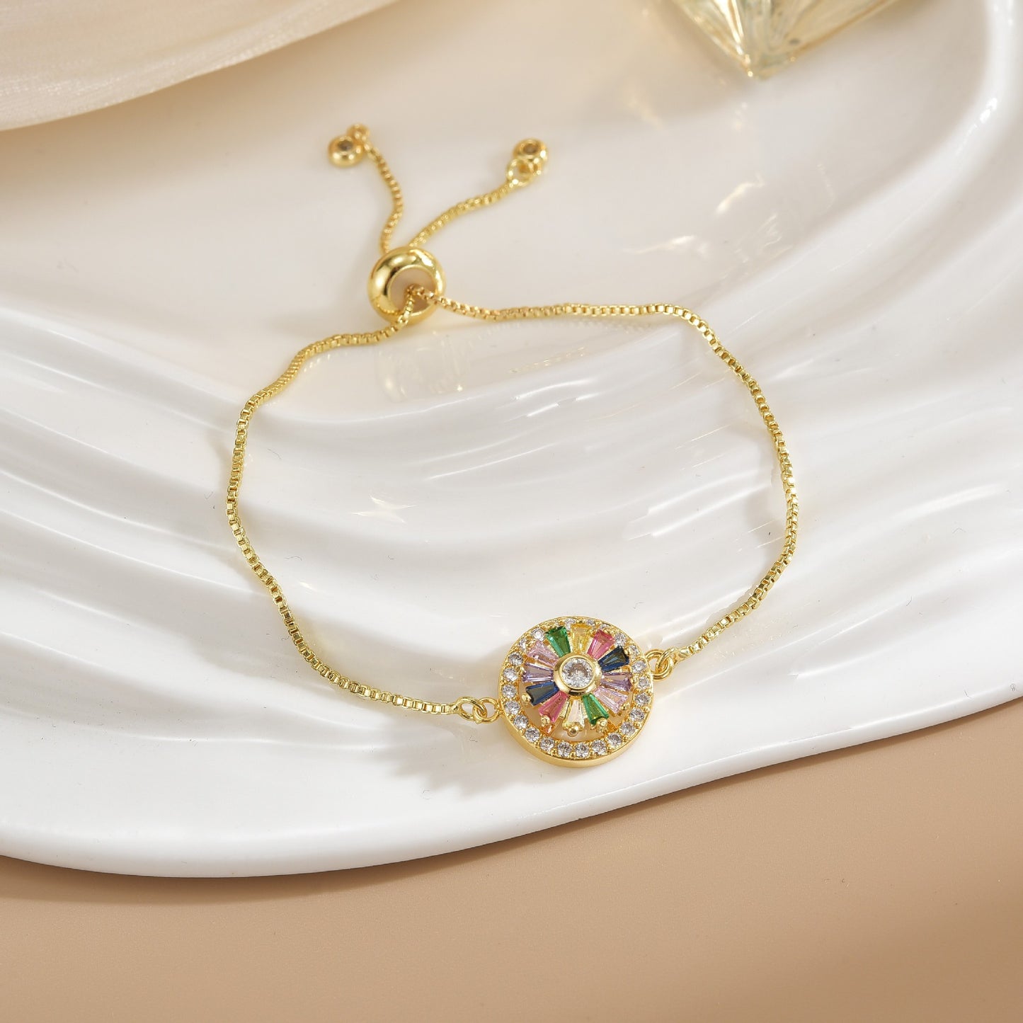Rotatable Flower Color-Retaining Pure Copper Gold-Plated Bracelet with a Sense of Design and High-End Feel, Non-Fading Jewelry