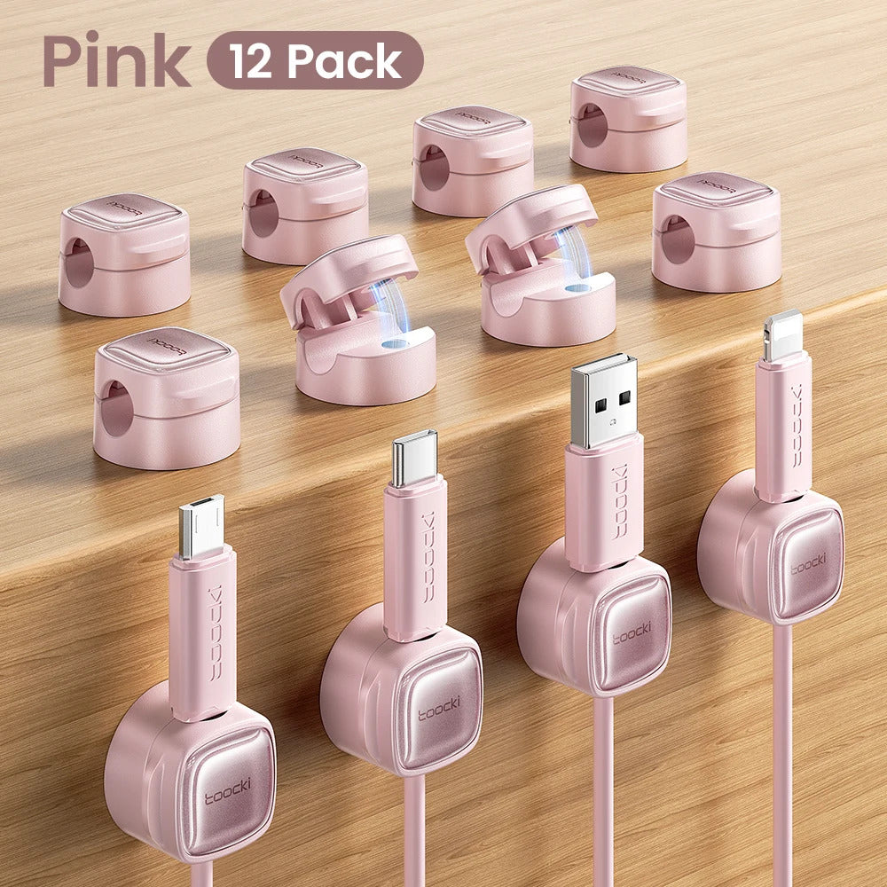 Toocki LX06 Magnetic Cable Clips Under Desk Cable Organizer Management Phone Cable Line Cleaning Magnetic WireKeeper Cord Holder