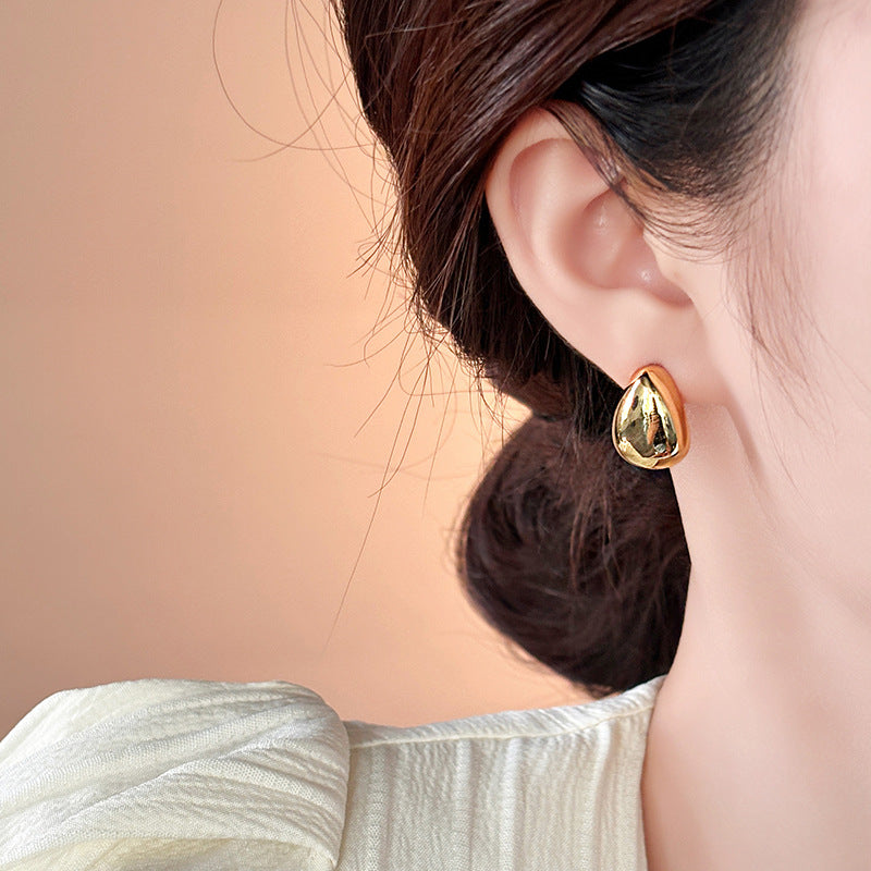Simple Heart Circle Earrings Fashion Versatile Geometric Ear Clips Ear Studs Light Luxury High-end Feel Earrings for Women