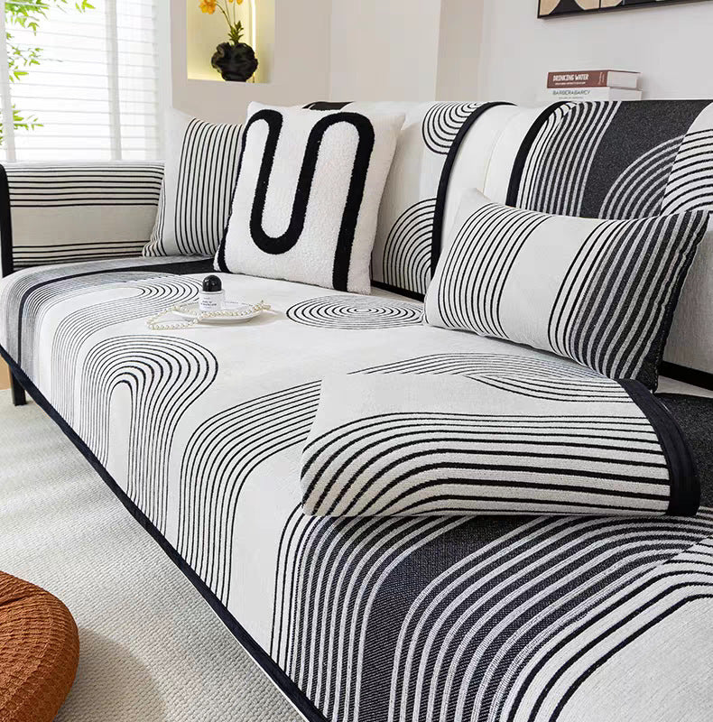 Fabric Chenille Sofa Cushion Four Seasons Autumn Winter Seat Cushion Modern Simple Sofa Cover Throw Blanket Cloth Leather