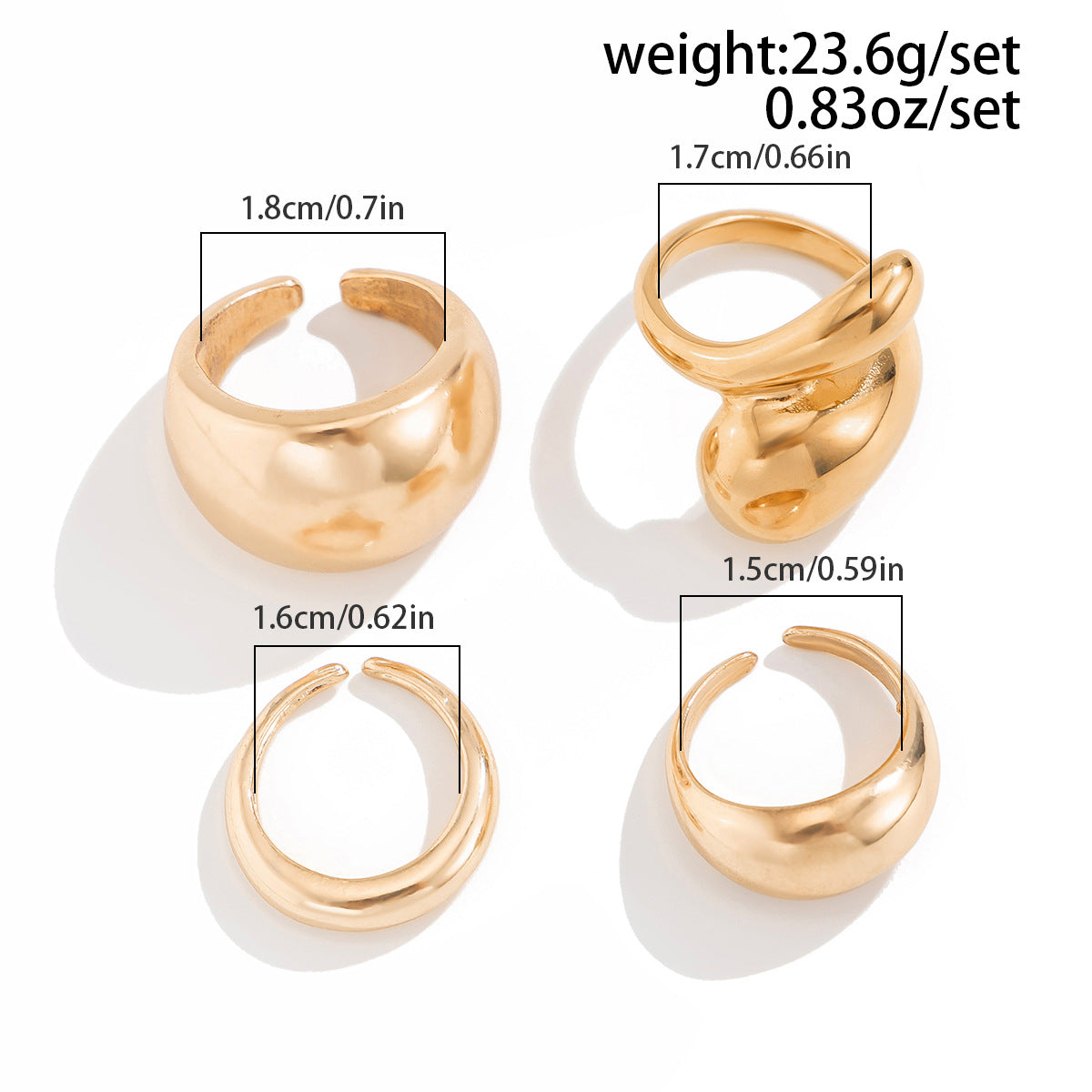 Ins Minimalist Style Trendy Exaggerated Mirror Versatile Ring Personality Alloy Hugging Ring