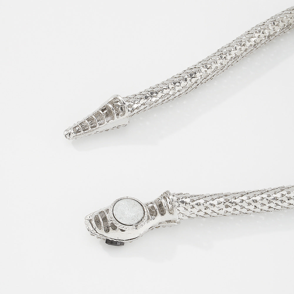 Exaggerated Snake Necklace Punk Personality Hip-Hop Style Necklace Trendy Cool Street Style Show Micro-Inlaid Choker