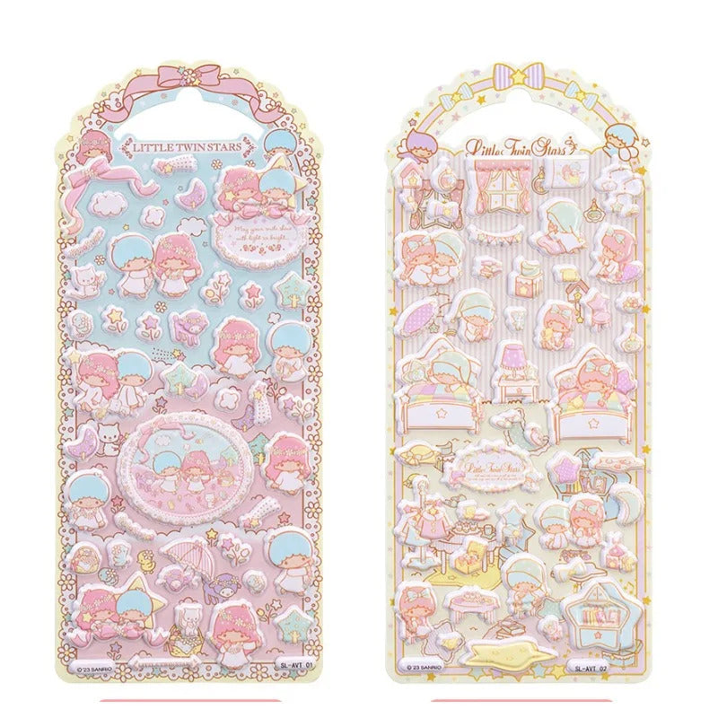 Sanrio Original Little Twin Star Children's Water Cup 3D Decorative Sticker Cartoons Phone Case Foam Sticker Ledger Stickers