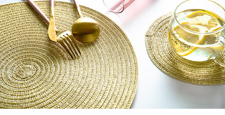 Placemat Woven Coaster Heat Insulation Mat Ins Feng Shui Kettle Mat Household Anti-scalding Dish Plate Bowl Mat Western Dining Table Mat