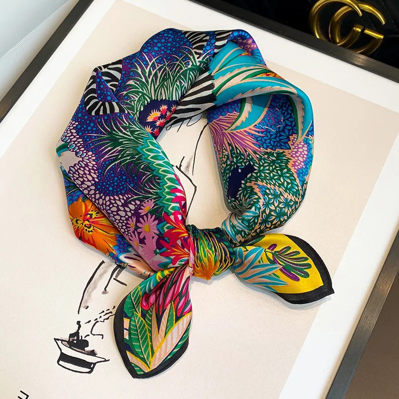 Scarf 100% Silk Bandana Women Square Scarves Wrap Kerchief Mulberry Spring Fashion Luxury High Quality Headband Hijab Shawls