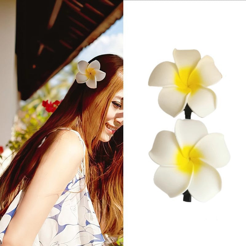 Dai People Dress up Seaside Vacation Plumeria Rubra Barrettes Travel Headdress for Taking Photos Flower Side Clip Small Size Fairy Hairpin