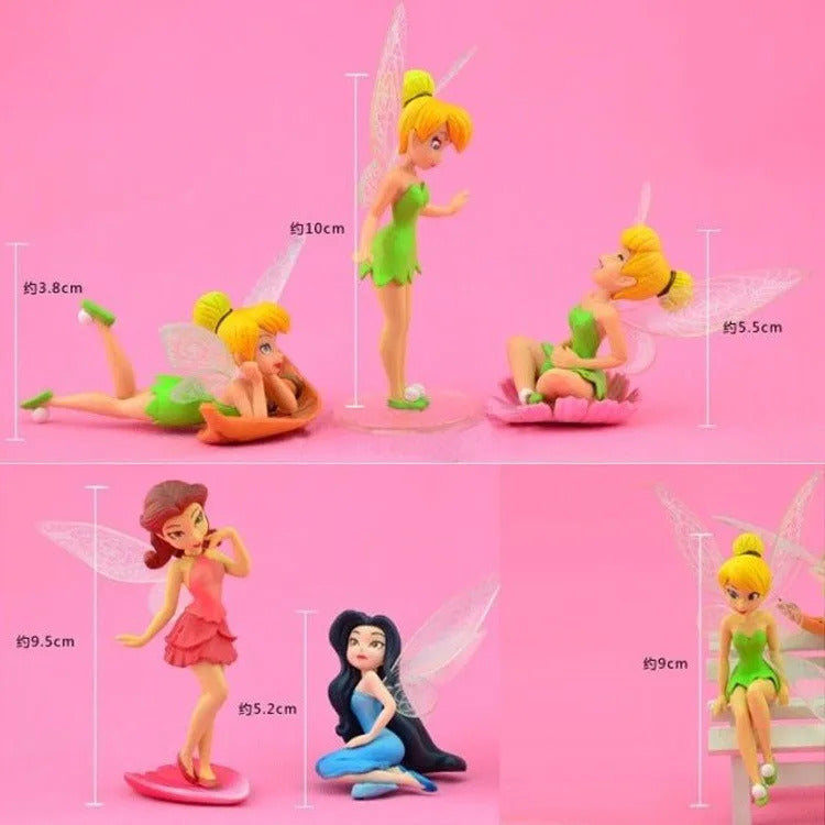 6pcs/set Anime Tinkerbell Fairy Tales Girls Tinker Bell PVC Action Figures Toys