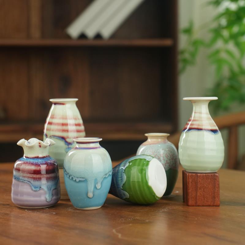 Kiln Change Mini Ceramic Small Vase Refrigerator Magnet Hydroponic Aromatherapy Craft