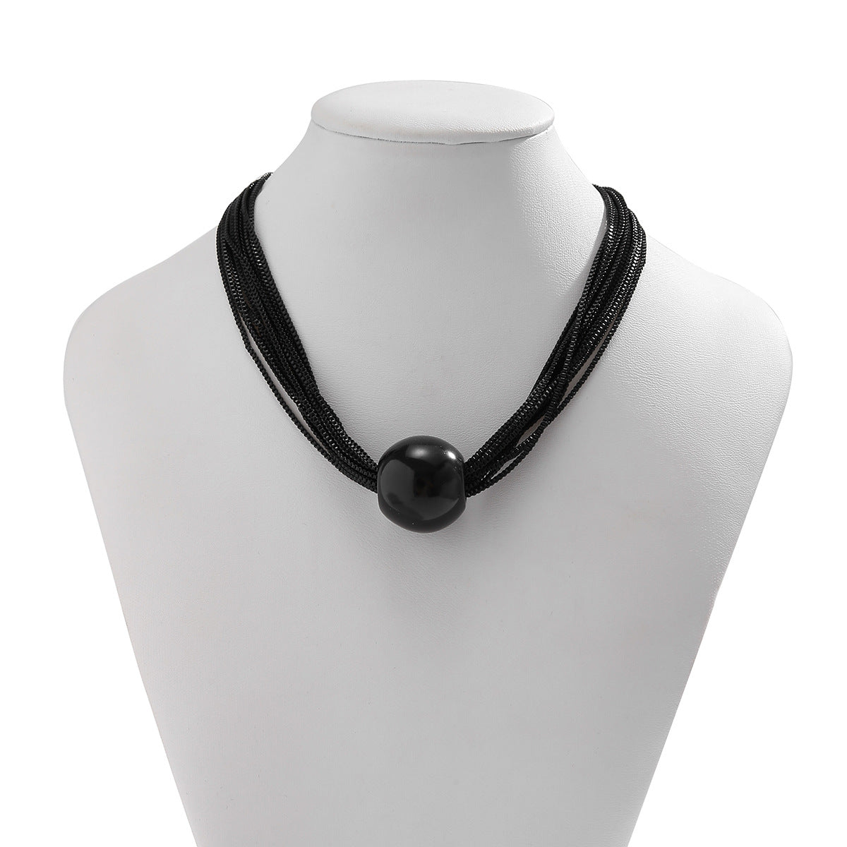 Cross-Border Exaggerated Punk Multi-Layer Chain Stacked Necklace Simple Niche Geometric Ball Personality Choker Necklace
