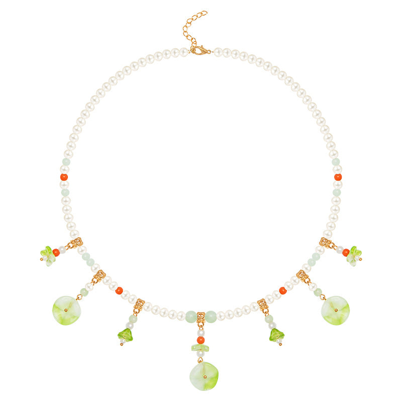 In Stock Hanfu Accessories Necklace Daily Fresh Necklace for Women Retro Pearl Pendant Ancient Style Jewelry(TB14.9)