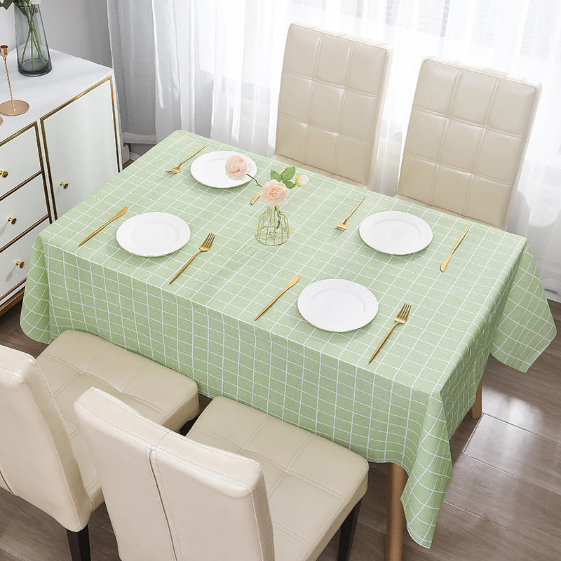 Nordic Style Warm High Temperature Resistant Tablecloth Ins Tablecloth Waterproof Oil-Proof Disposable High-Grade PVC Plaid Dining Table Cloth Liner