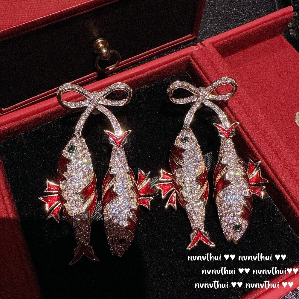 Sparkling PA Pink Cloud Pattern Jellyfish Tassel Gem Earrings Rich Woman's Happy Egg-Shaped Princess Pink Earrings