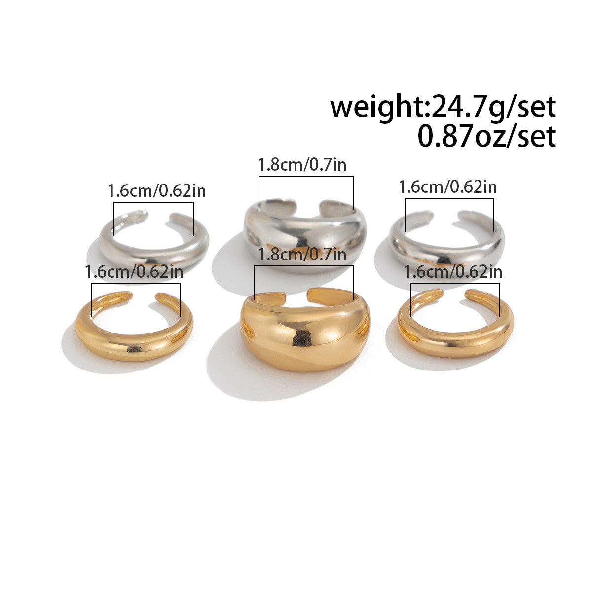 Ins Minimalist Style Trendy Exaggerated Mirror Versatile Ring Personality Alloy Hugging Ring
