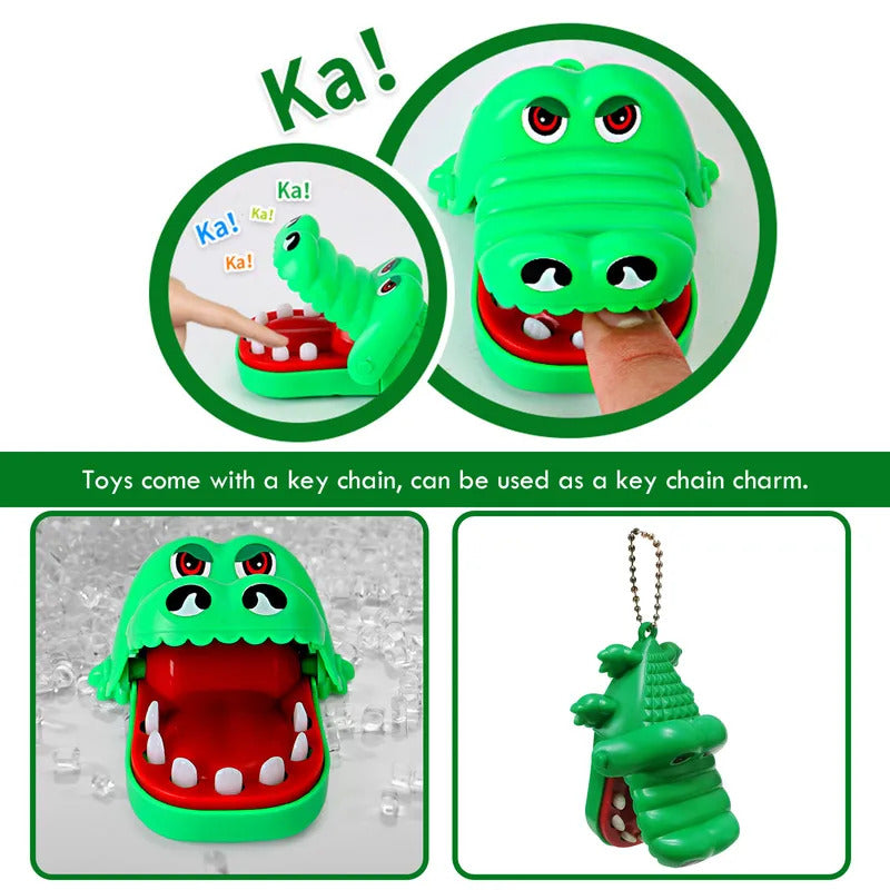 Crocodile Teeth Dentist Game ABS Crocodile Biting Finger Game Family Tabletop Party Toy Funny Gags Toy with Keychain for Kids