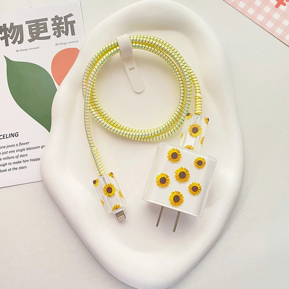 USB Cable Protection For Iphone 15 14 13 12 Cover Smiling Face Style Protective Data Line Spiral Winder 18 20W Charger Protector