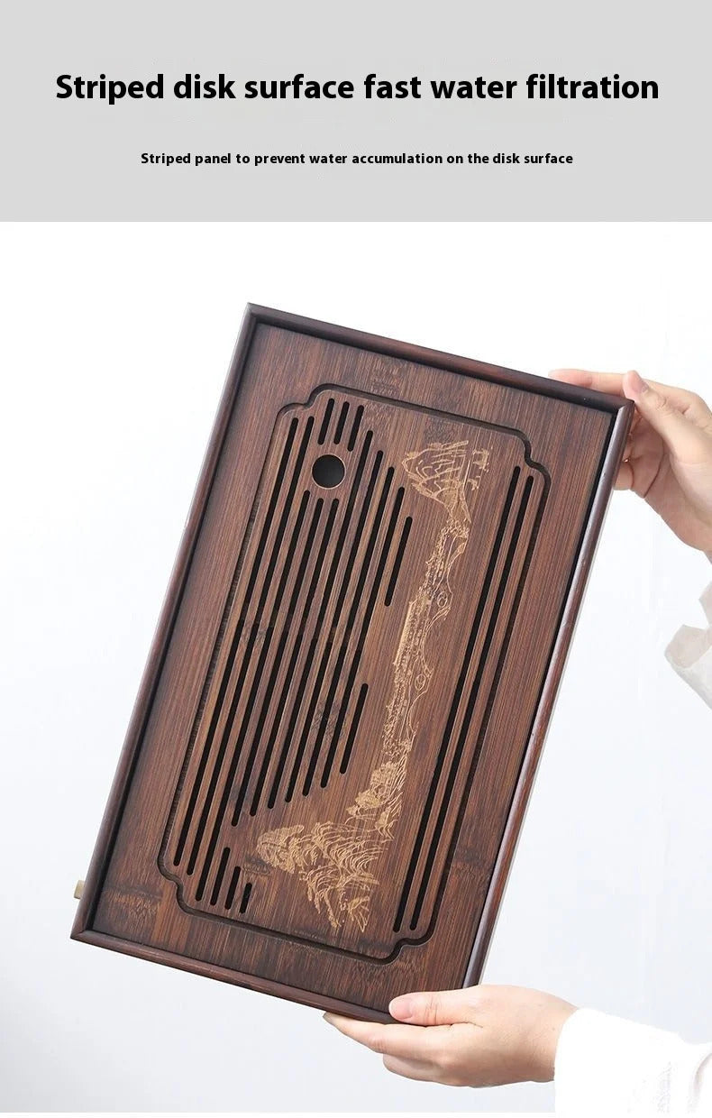 GIANXI Jiangshan Tea Tray Household Small Drain Tea Table Bamboo Tea Tray Kung Fu Tea Set Accessories Tea Sea Dry Brewing Table