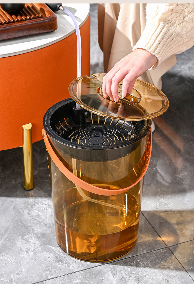 Tea Bucket Office Large Capacity with Strainer Dry Wet Separation Household Table round Portable Transparent Tea Residue Barrel