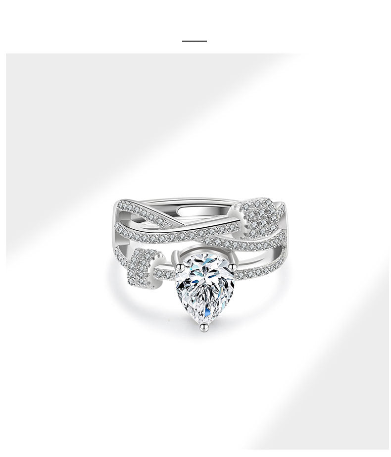 Fashion Rotating Water Drop Diamond Ring for Women, Full Diamond Circle Ring, Simple and Elegant, Gift for Girlfriend