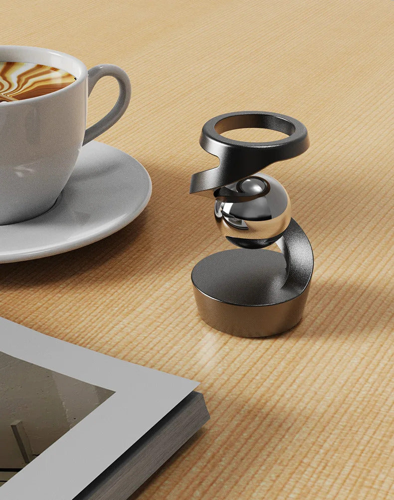 Desktop Rotating Gyroscope Finger Fidget Spinner Toy All Aluminum Alloy Spinning Gyro Silver Metallic Accents For Adults Gift