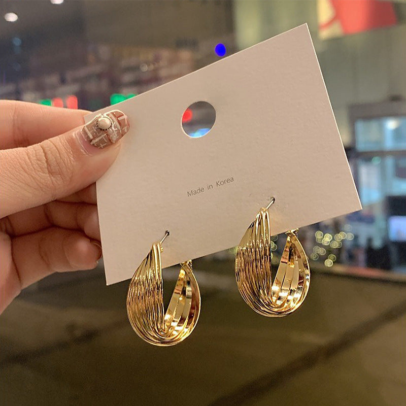 Simple Heart Circle Earrings Fashion Versatile Geometric Ear Clips Ear Studs Light Luxury High-end Feel Earrings for Women