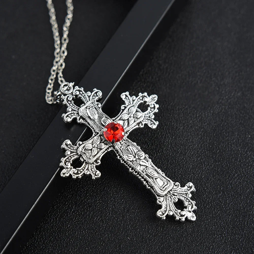 Y2K Punk Cross Pendant Necklace for Women Gothic Clavicle Vintage Chain Choker Necklace Aesthetic Party Gifts Fashion Jewelry
