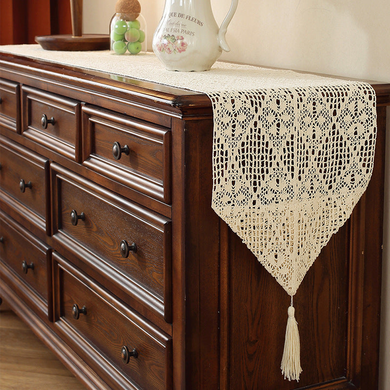 Henggang American Country Style Handwoven Table Runner Tablecloth Strip Tablecloth Coffee Table Cloth Tea Mat Cotton Linen Artistic Table Runner Wholesale