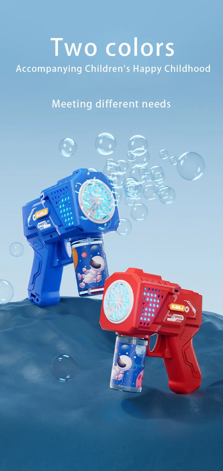 10 hole automatic bubble machine toy children's handheld space bubble gun electric light without battery bubble water