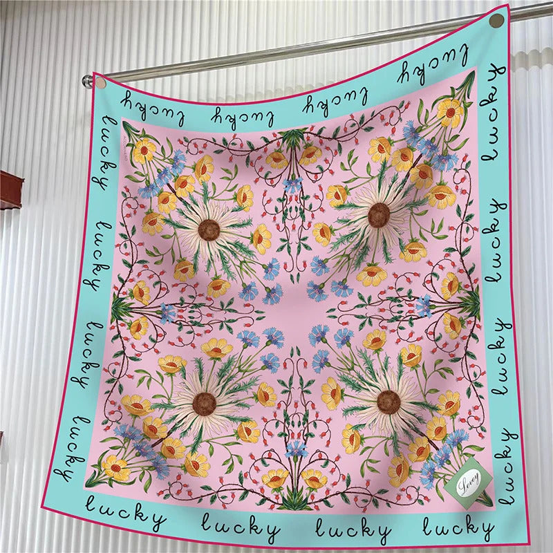 New Year Gift 90cm Large Square Scarf Scarf Women'S Scarves Spring And Autumn Style Fashion Shawl European American Twill Print