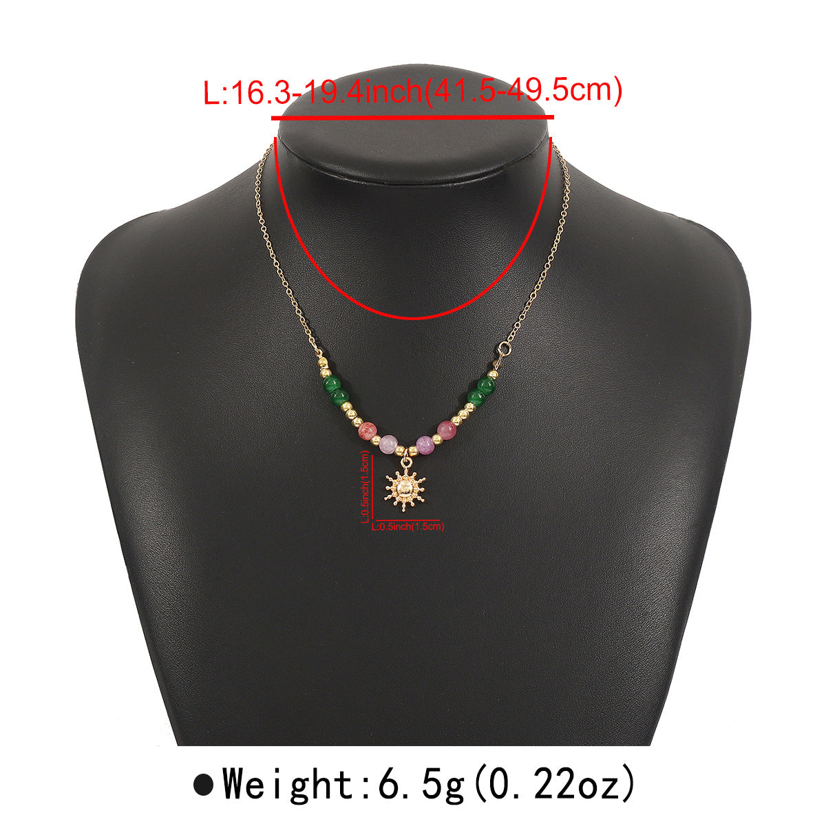 N12095 New Chinese Retro Sun Inlaid Pearl Necklace Ins Style High Sense Micro Glass Bead Twin Clavicle Chain