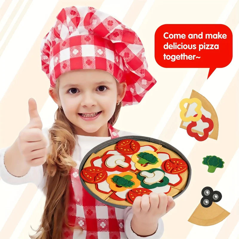 41-Piece/SET Felt Pizza Playset For Kids - Interactive Kitchen Toy Set For Boys & Girls, Birthday Christmas Gift For Ages 3-6