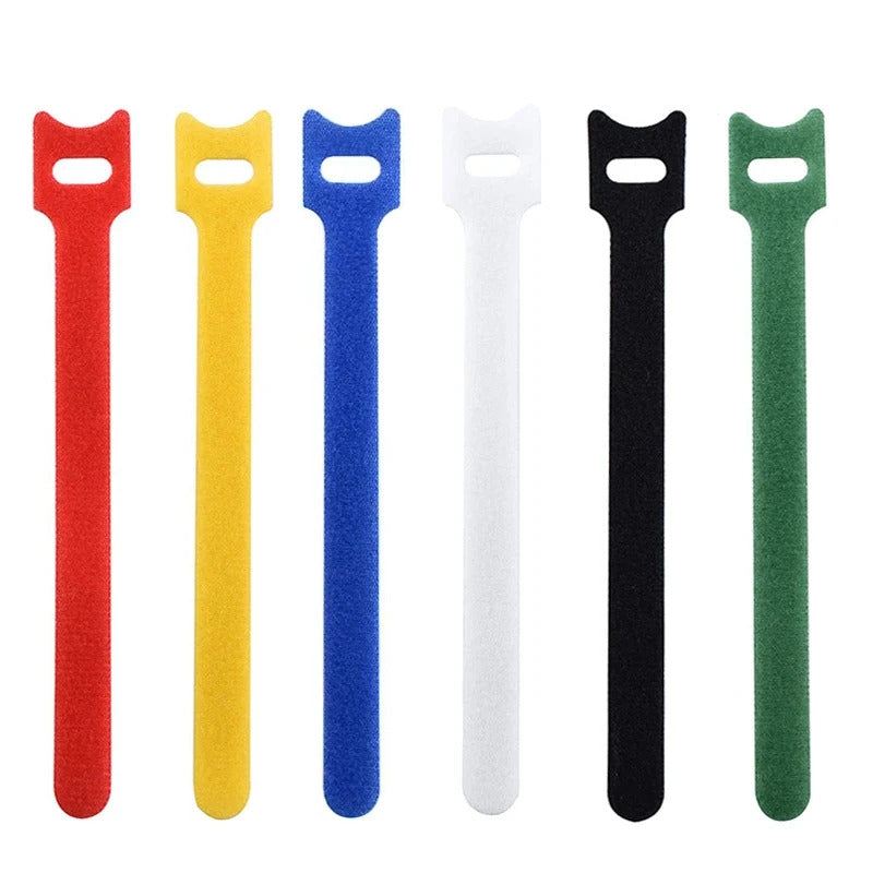 10/30/50PCS Releasable Cable Organizer Ties Nylon Strap Wire Management Adjustable Hook Loop Cable Mouse Earphones Keeper Holder