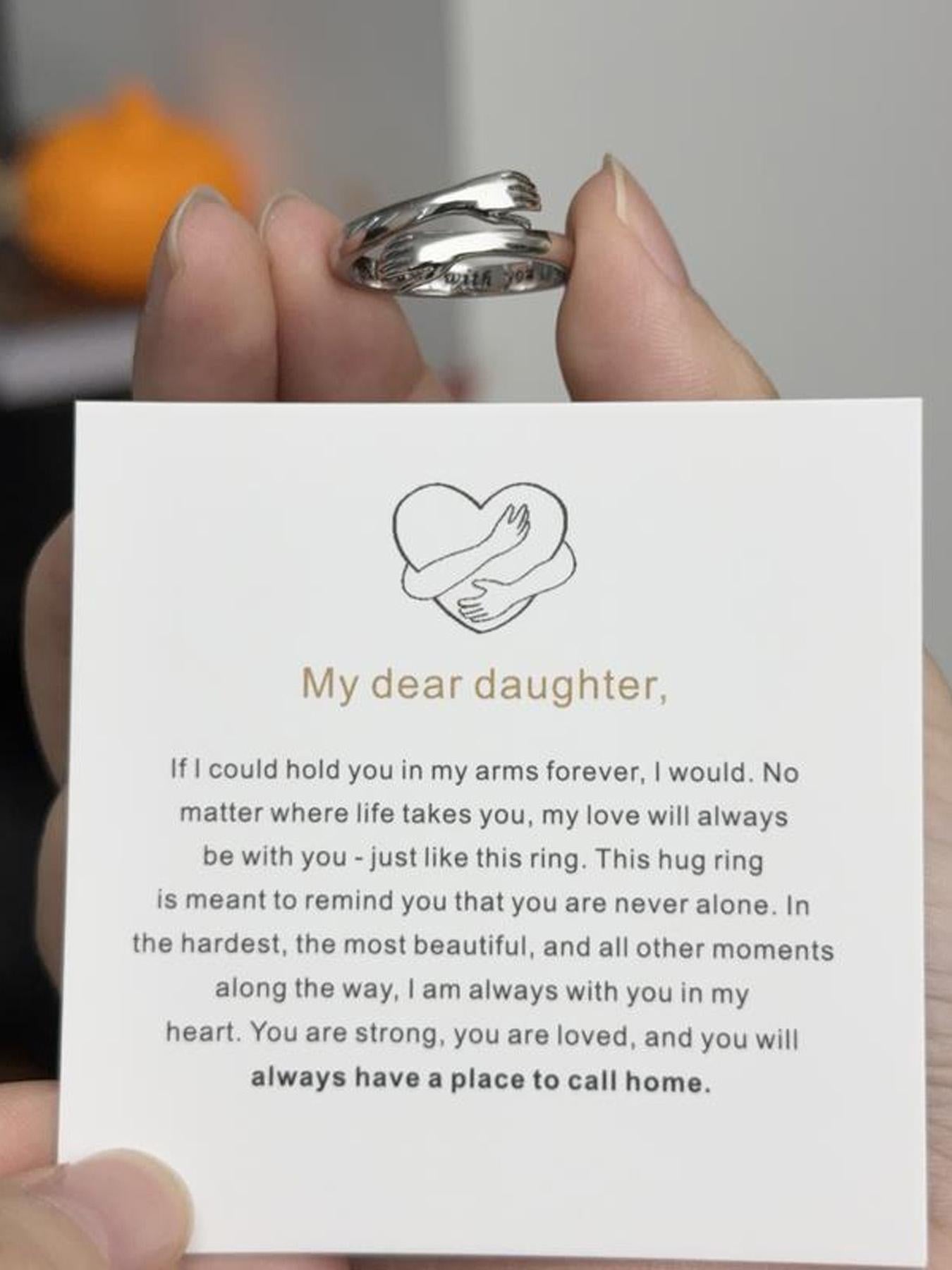 Creative Engraving Love Hug Open Adjustable Couple Hands Hug Ring Direct Sale