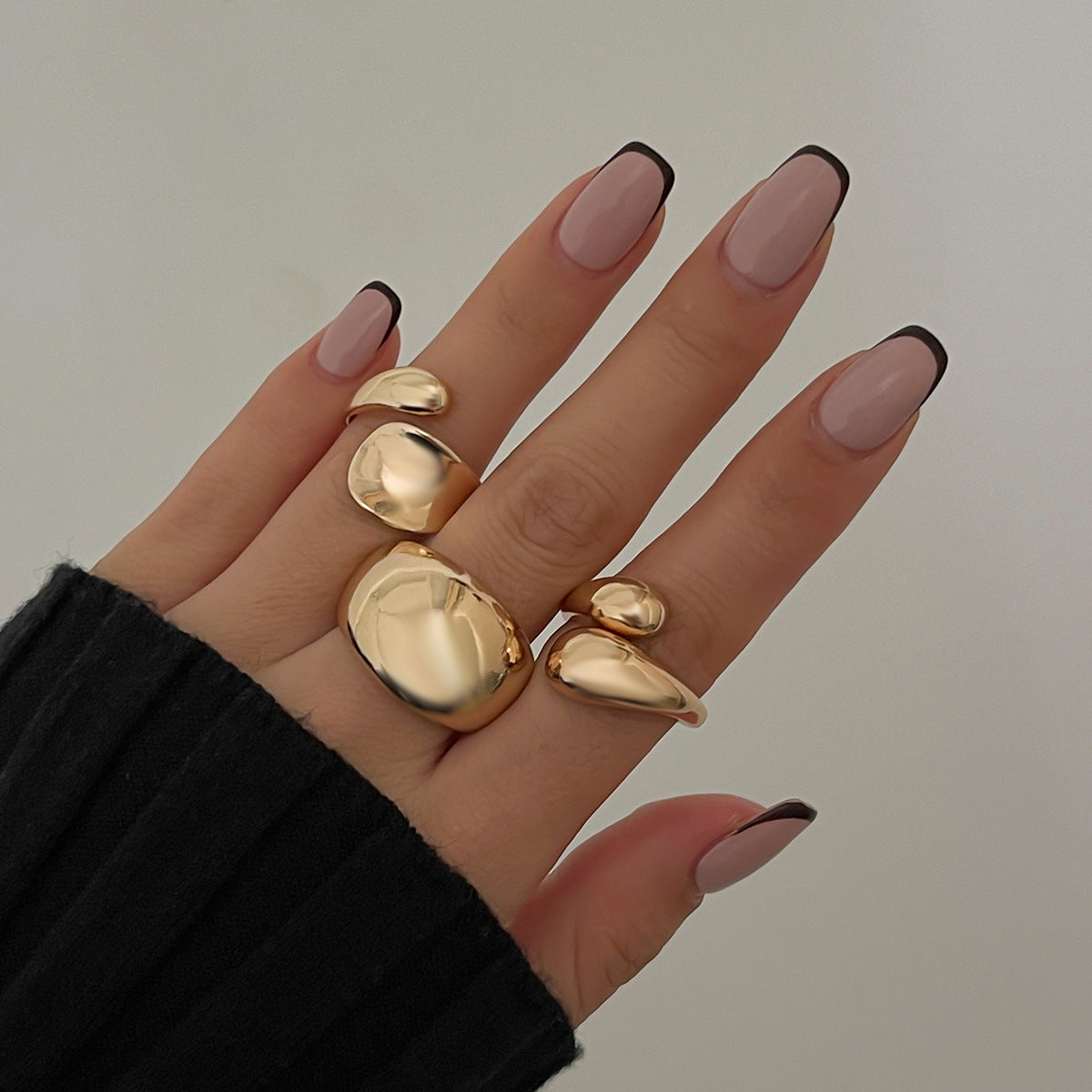 Ins Minimalist Style Trendy Exaggerated Mirror Versatile Ring Personality Alloy Hugging Ring