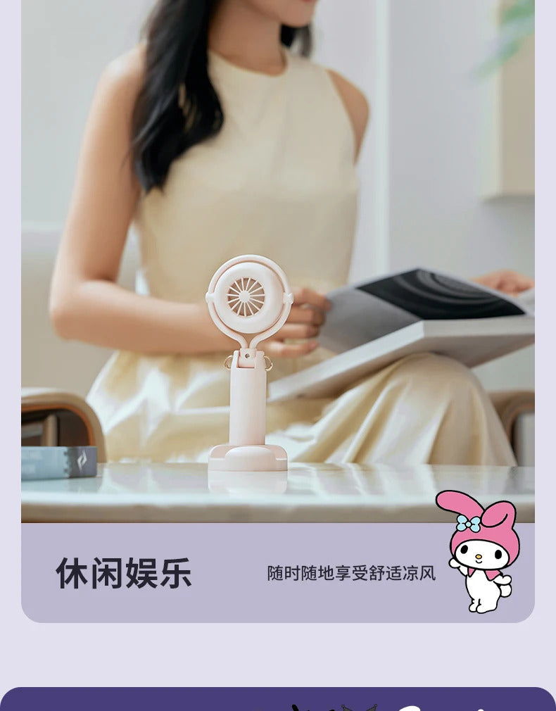 10000 Ma Sanrio Usb Folding Handheld Mini Fan Kuromi Pachacco Portable Hanging Neck Fan Bladeless Ultra-quiet Strong Breeze Fans
