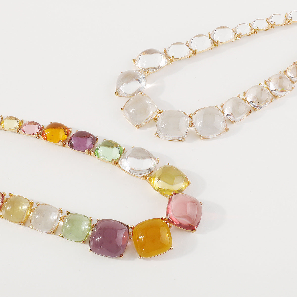 Trendy Accessories ZA Personality Fashion Exaggerated Geometric Resin Colorful Earrings Necklace