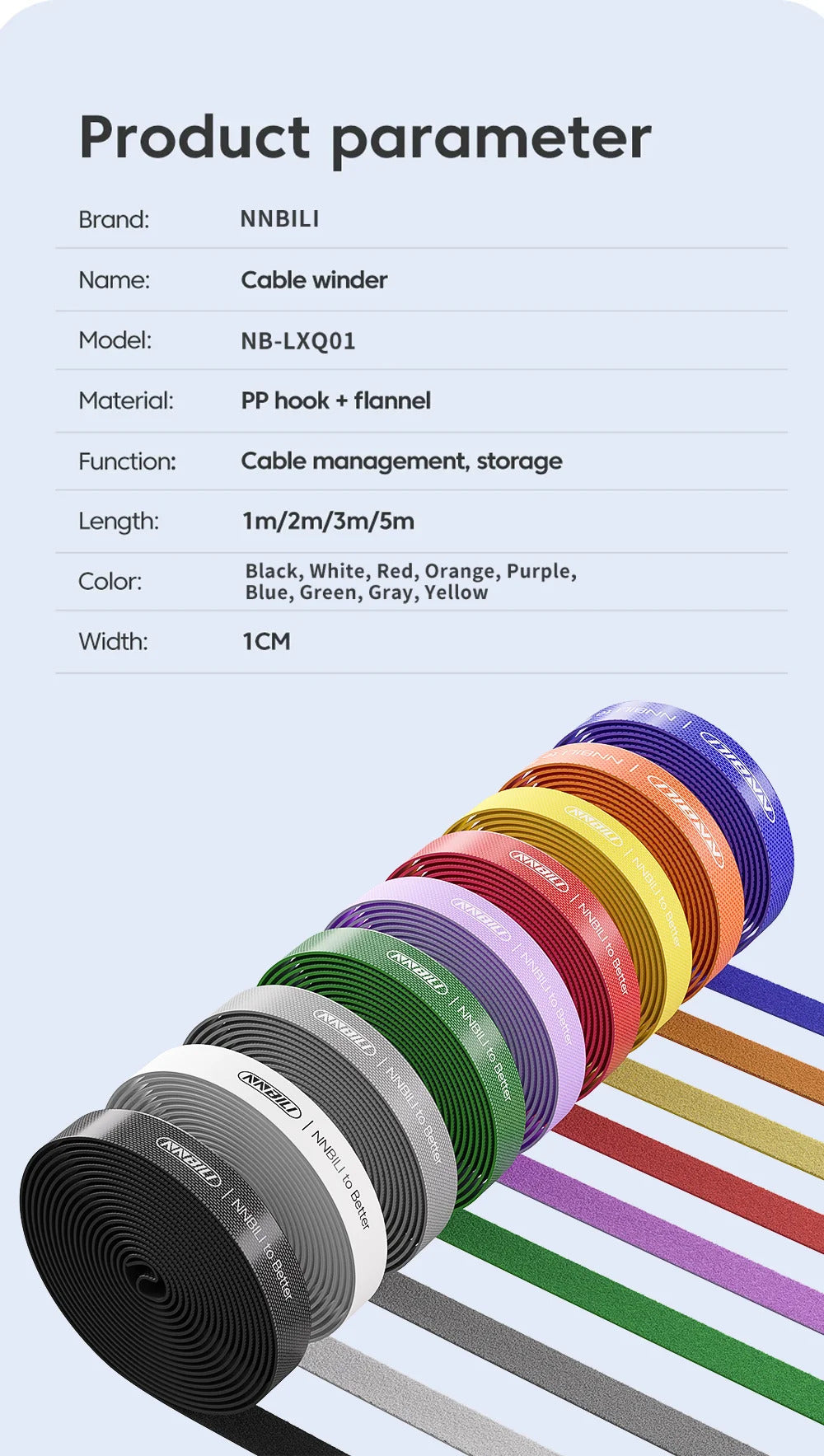 NNBILI Data Cable Management Strap Reusable Detachable Can Be Cut Freely Multifunctional Velcro Strap Fixed Storage Accessories