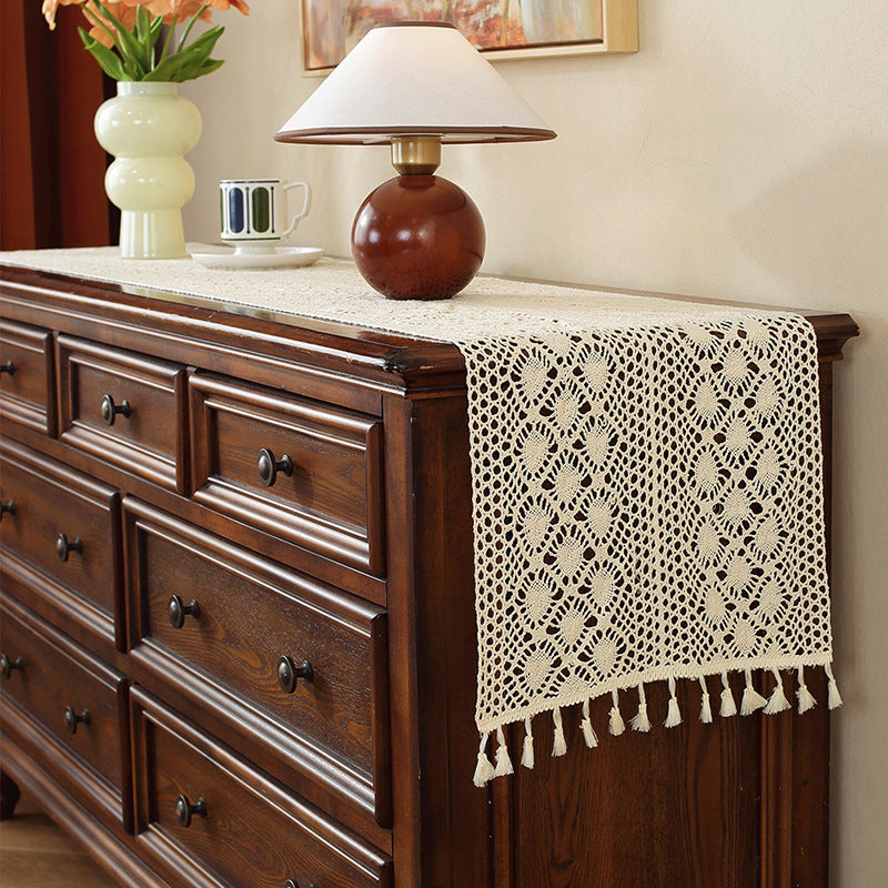Henggang American Country Style Handwoven Table Runner Tablecloth Strip Tablecloth Coffee Table Cloth Tea Mat Cotton Linen Artistic Table Runner Wholesale