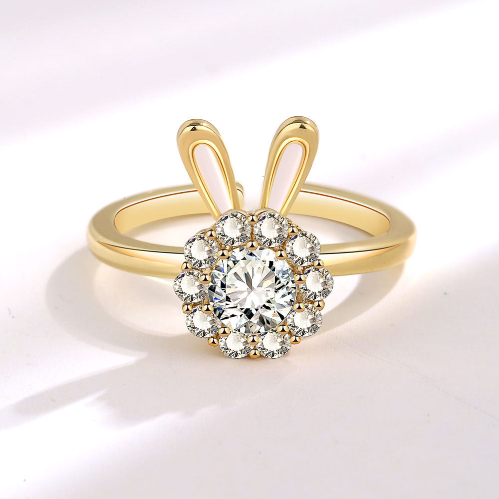 Smart Rabbit Ring for Women, Rotatable Ring, Light Luxury Niche Design, Index Finger Ring, New Trendy Style