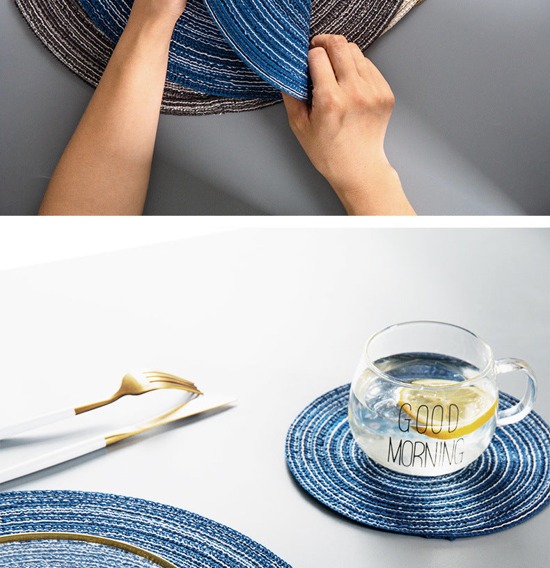 Placemat Woven Coaster Heat Insulation Mat Ins Feng Shui Kettle Mat Household Anti-scalding Dish Plate Bowl Mat Western Dining Table Mat