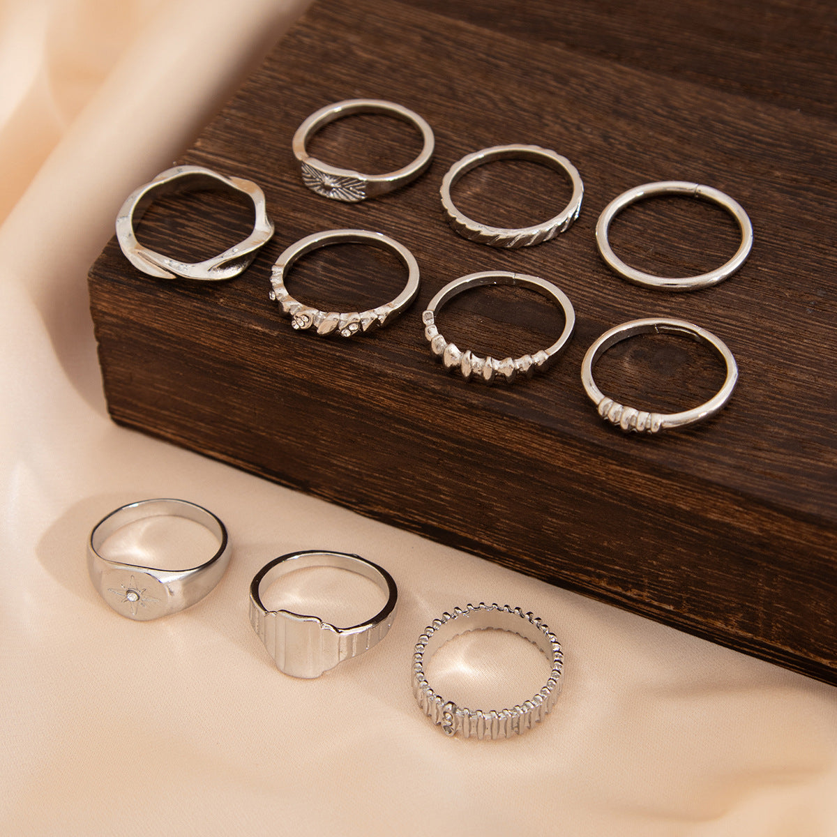Ins Minimalist Style Trendy Exaggerated Mirror Versatile Ring Personality Alloy Hugging Ring