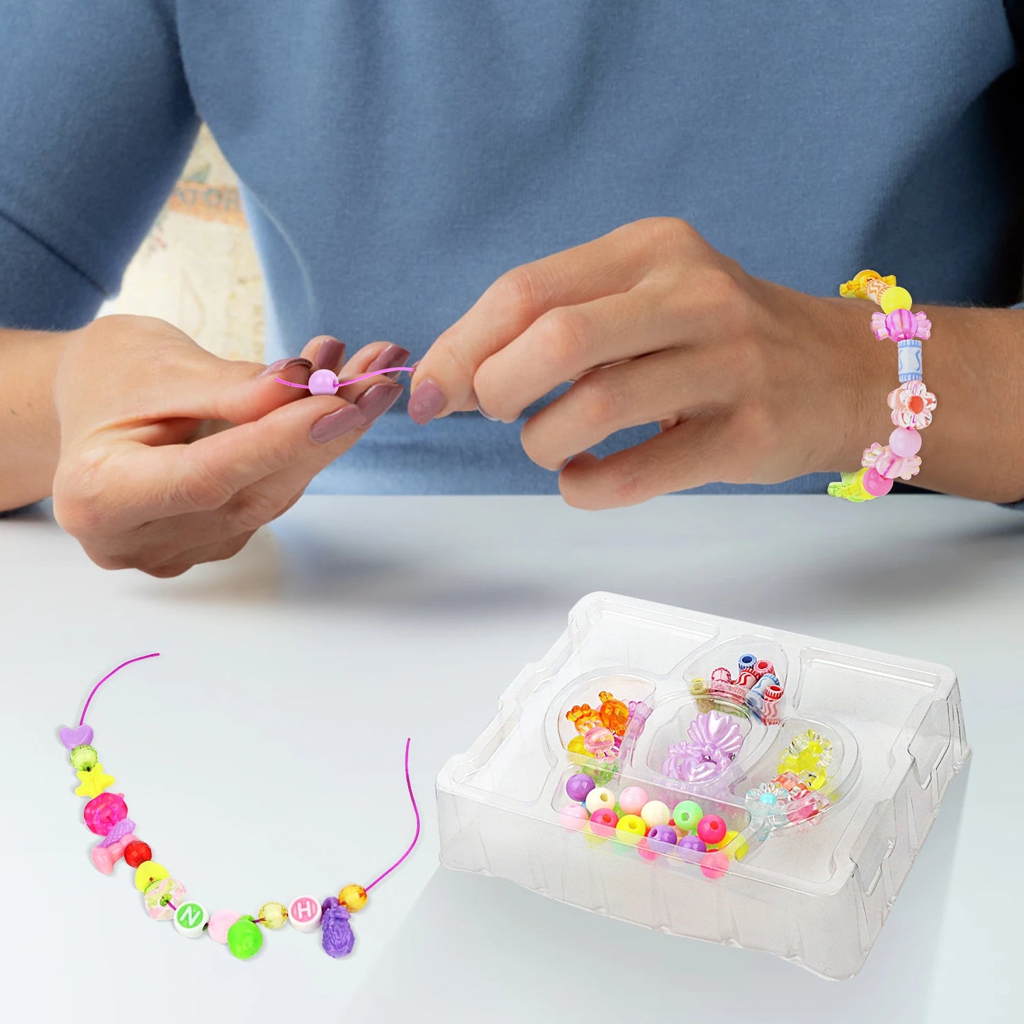 Handmade DIY bead girl's home set bracelet children's toy accessories color random