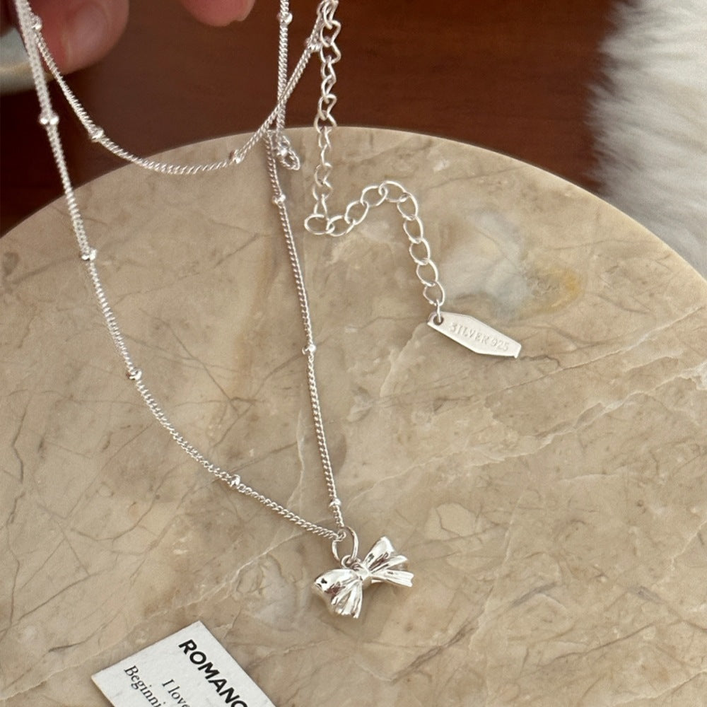 Li Luo New S925Sterling Silver Pearl Necklace Accessory for Women, Non-Fading, High-End Feel, Versatile Spring/Summer Clavicle Chain Wholesale